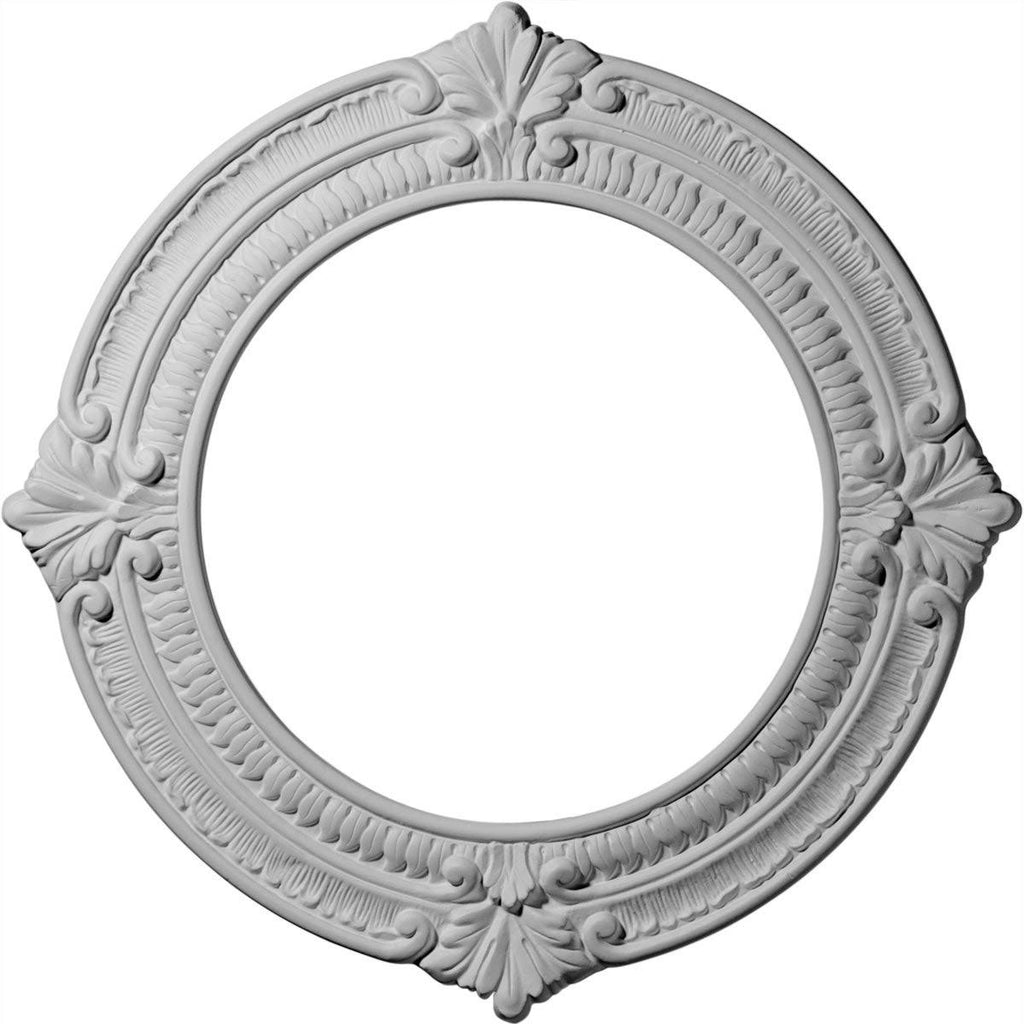13 1/8x22OD x 8x22ID x 5/8x22P Hand-Painted Green Gold Ceiling Medallion L9448