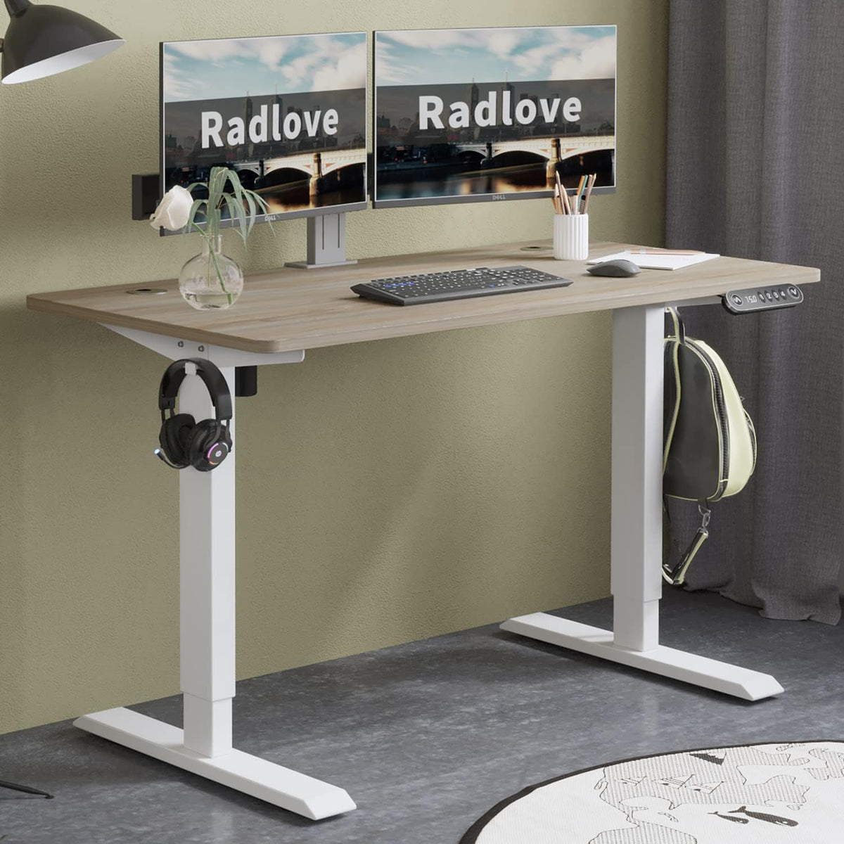 Rustic Brown Electric Standing Desk 48 x 24 Inches D144884
