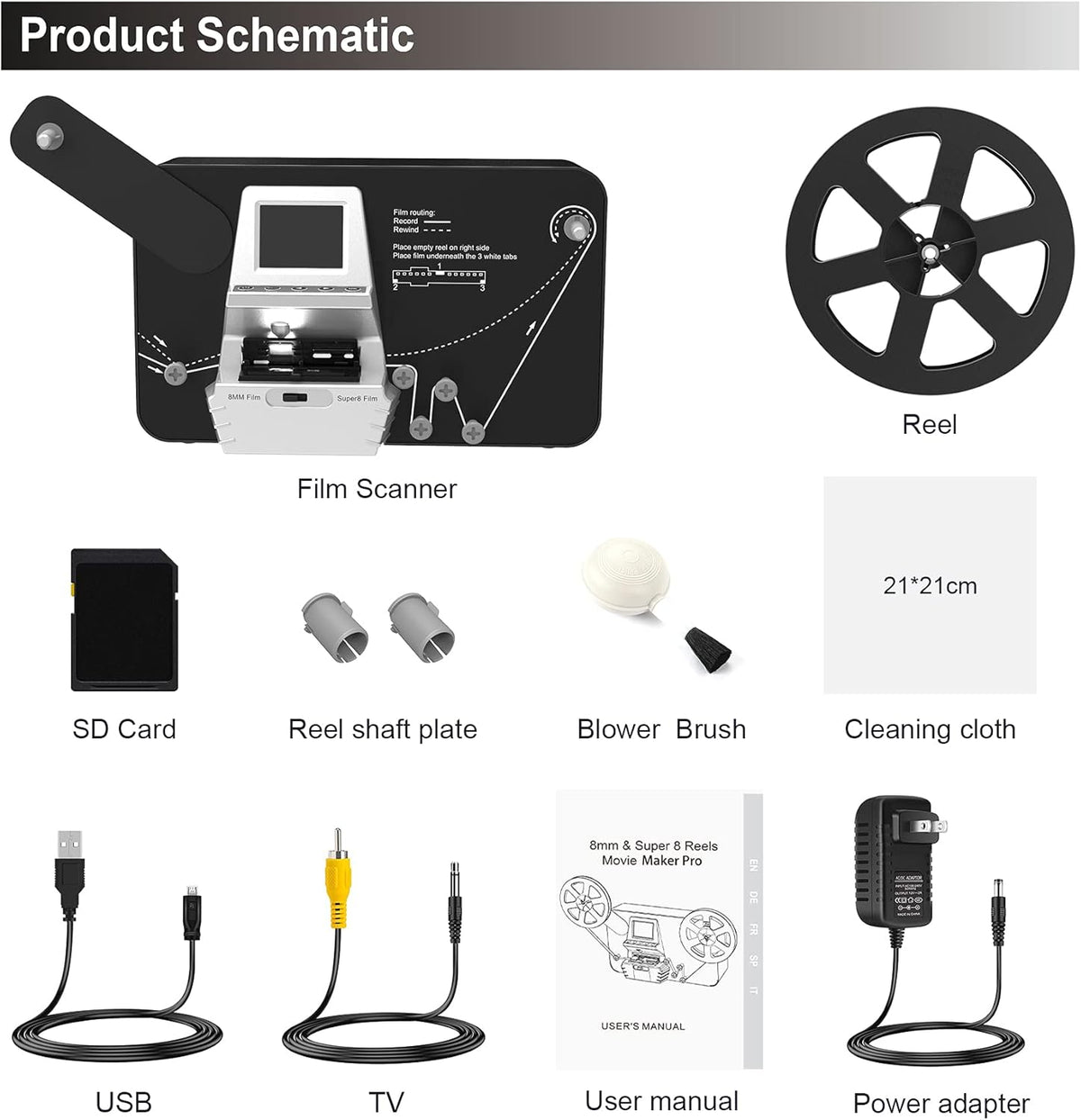 8mm Super 8 Film Scanner Converter with 2.4 LCD B87689