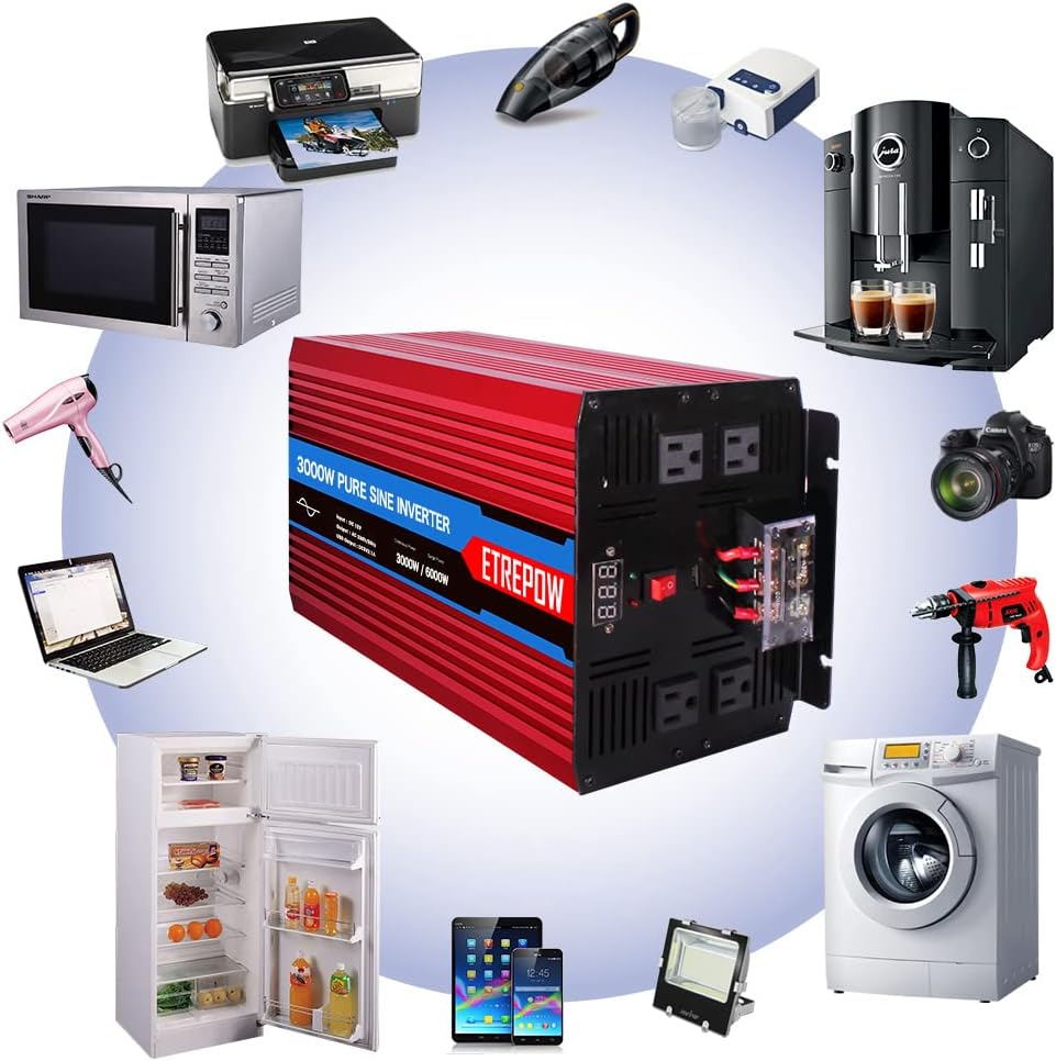 3000 Watt Pure Sine Wave Power Inverter 12V DC to 110V AC R58873