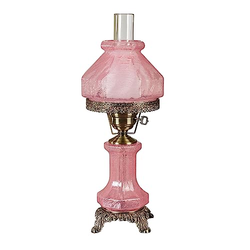 Hand-Blown Crackled Glass Table Lamp Pink F509257