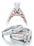 Vintage Round Diamond Moissanite Wedding Ring Set in White Gold X537