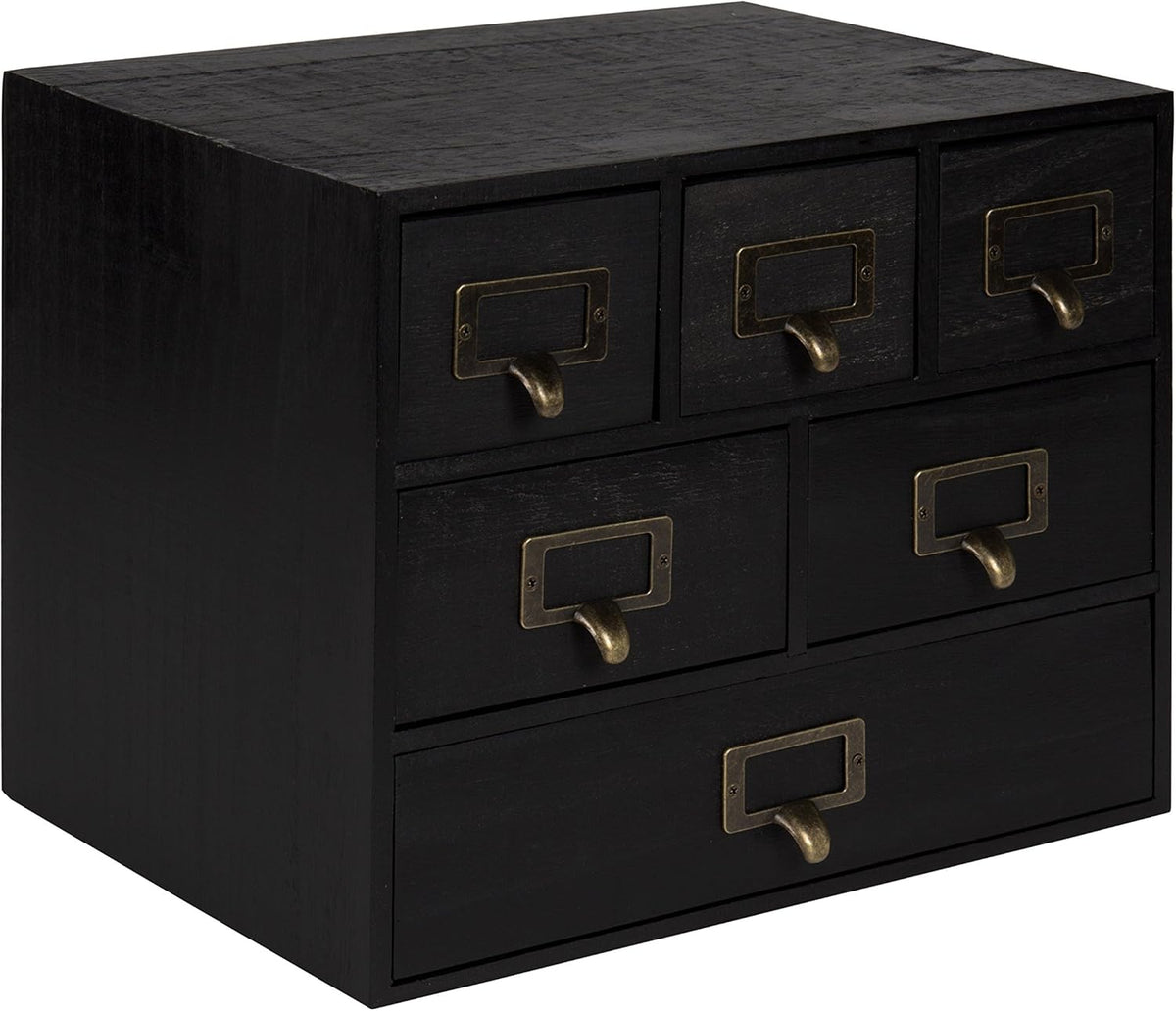 Rustic Black Wood 6 Drawer Desk Drawer Set with Letter Holder N69051