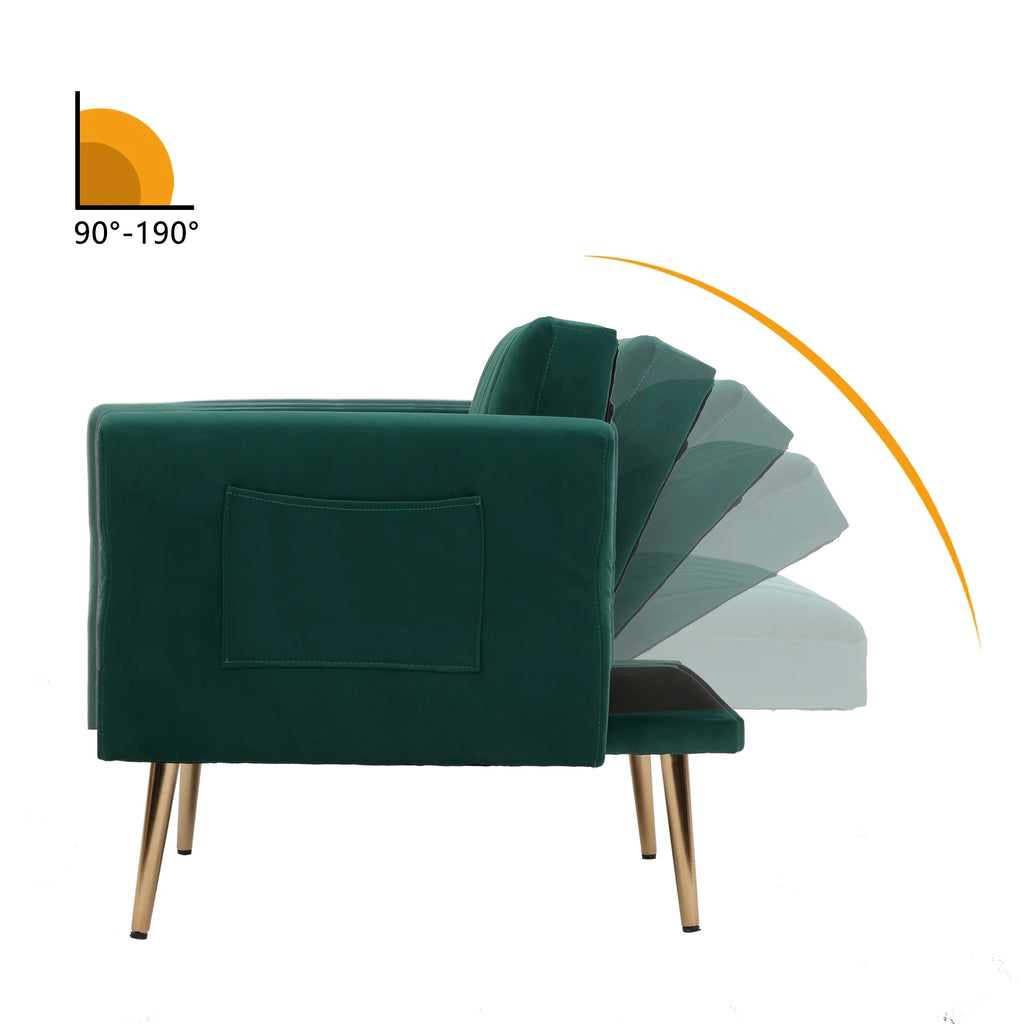 Velvet Accent Chair with Ottoman Set, Gold Legs, Upholstered Single Sofa J62366