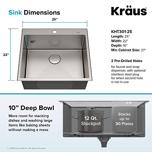 22-inch Drop-In 16 Gauge Stainless Steel Single Bowl Utility Sink C3718