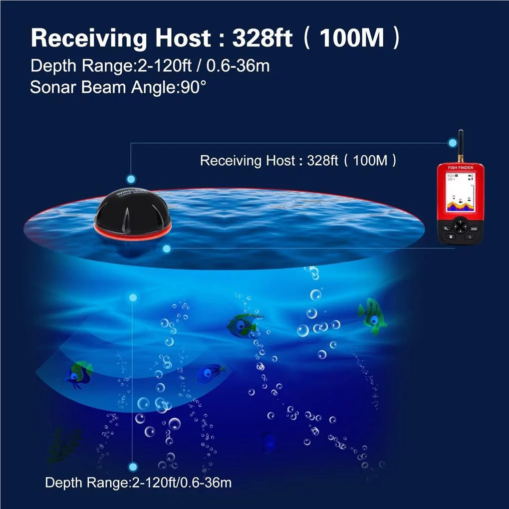 Portable Wireless Sonar Sensor Fishfinder Depth Locator LCD Display Z558