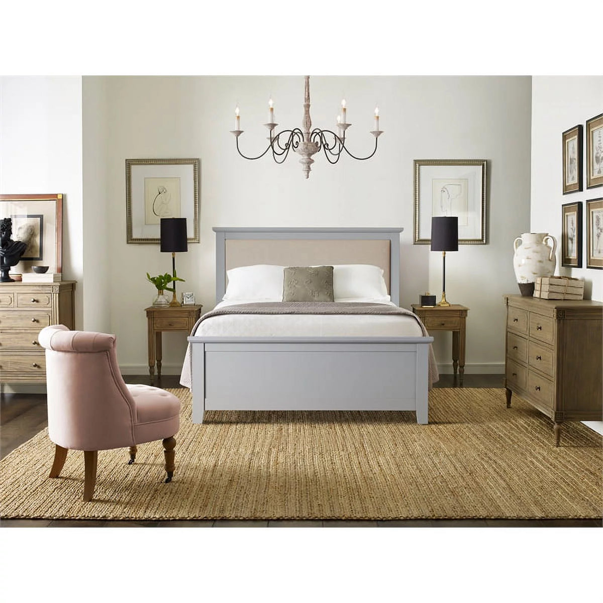 Grey King Size Wood Platform Bed Frame X9220