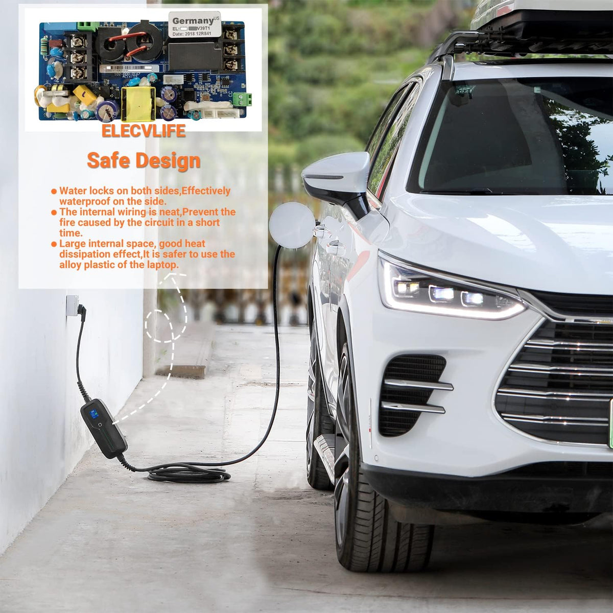 25ft 32A Electric Vehicle Level 2 EV Charger with NEMA 14-50 Plug P349514