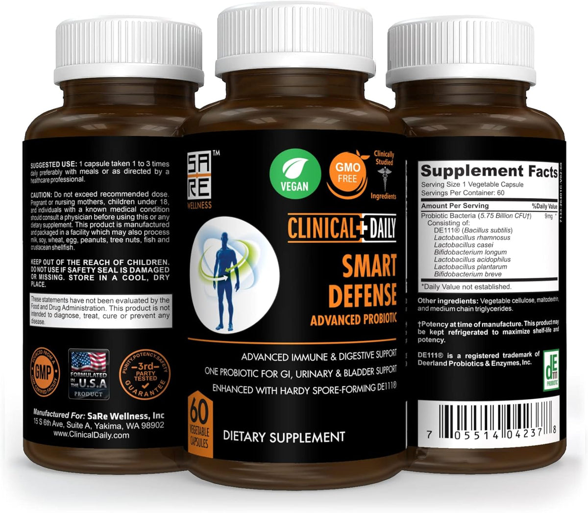 60 Vegan Capsules Bacillus Subtilis Spore Based Probiotics Q5925