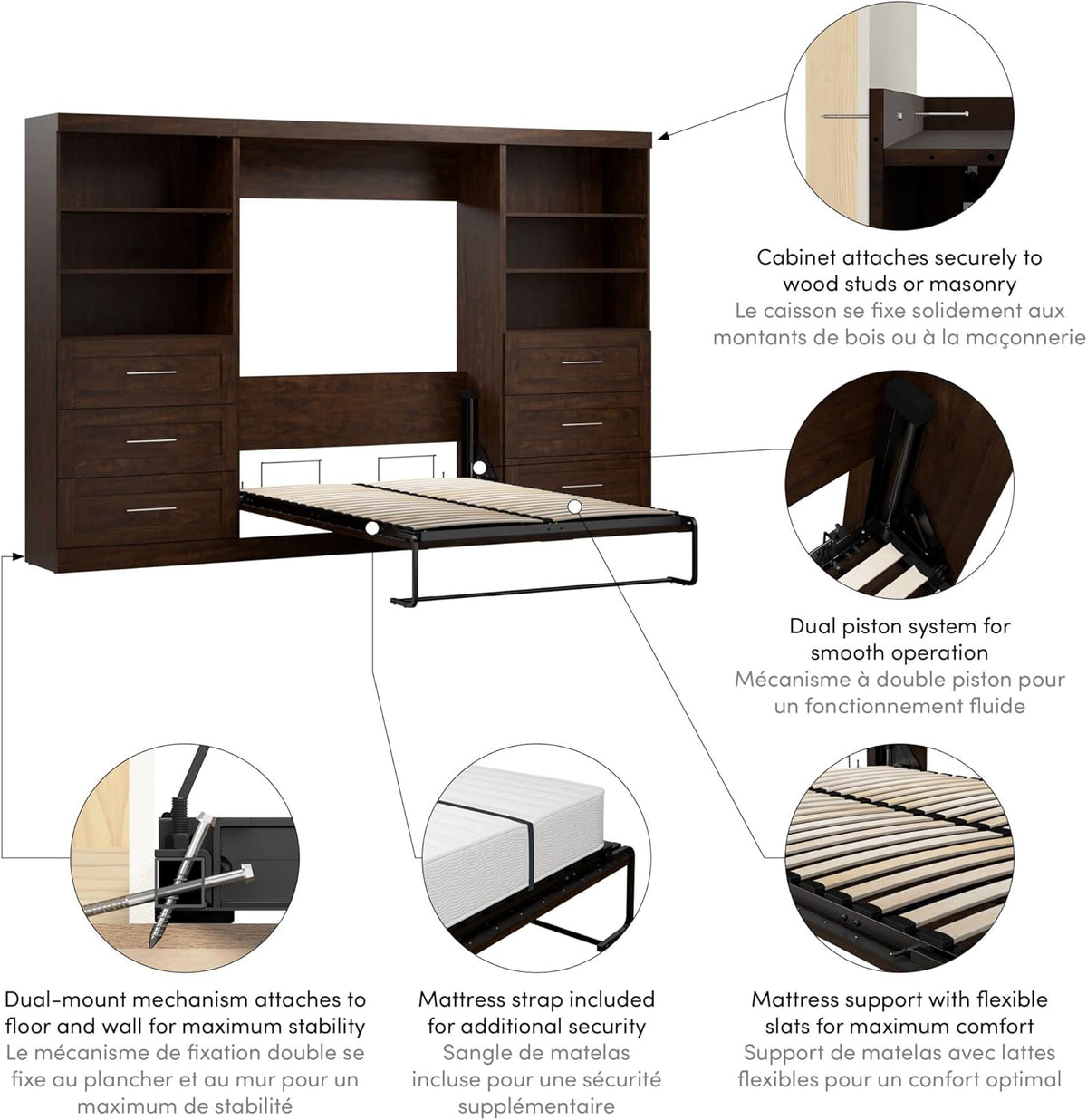 Chocolate Full Wall Bed Z71545
