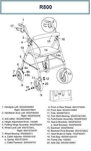 Black Rollator with 6x22 Wheels T170
