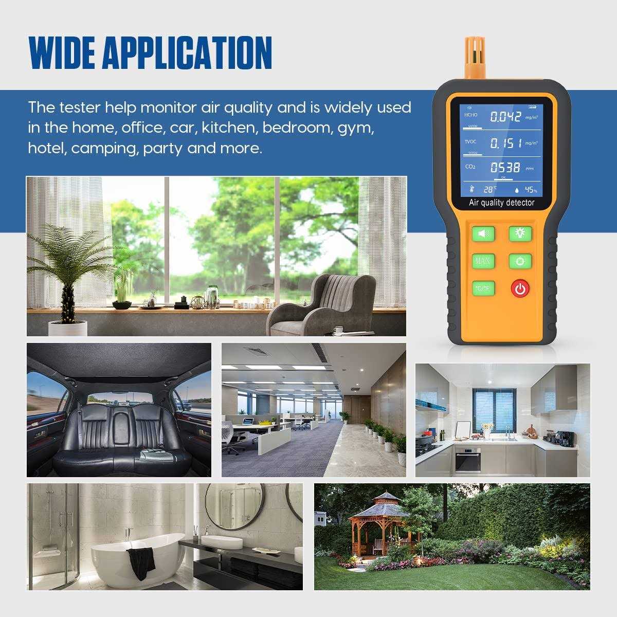 Air Quality Monitor CO2 Meter Carbon Dioxide Formaldehyde Detector N358