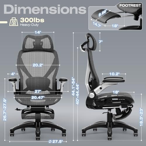 Ergonomic Office Chair with Footrest and Mesh D4973