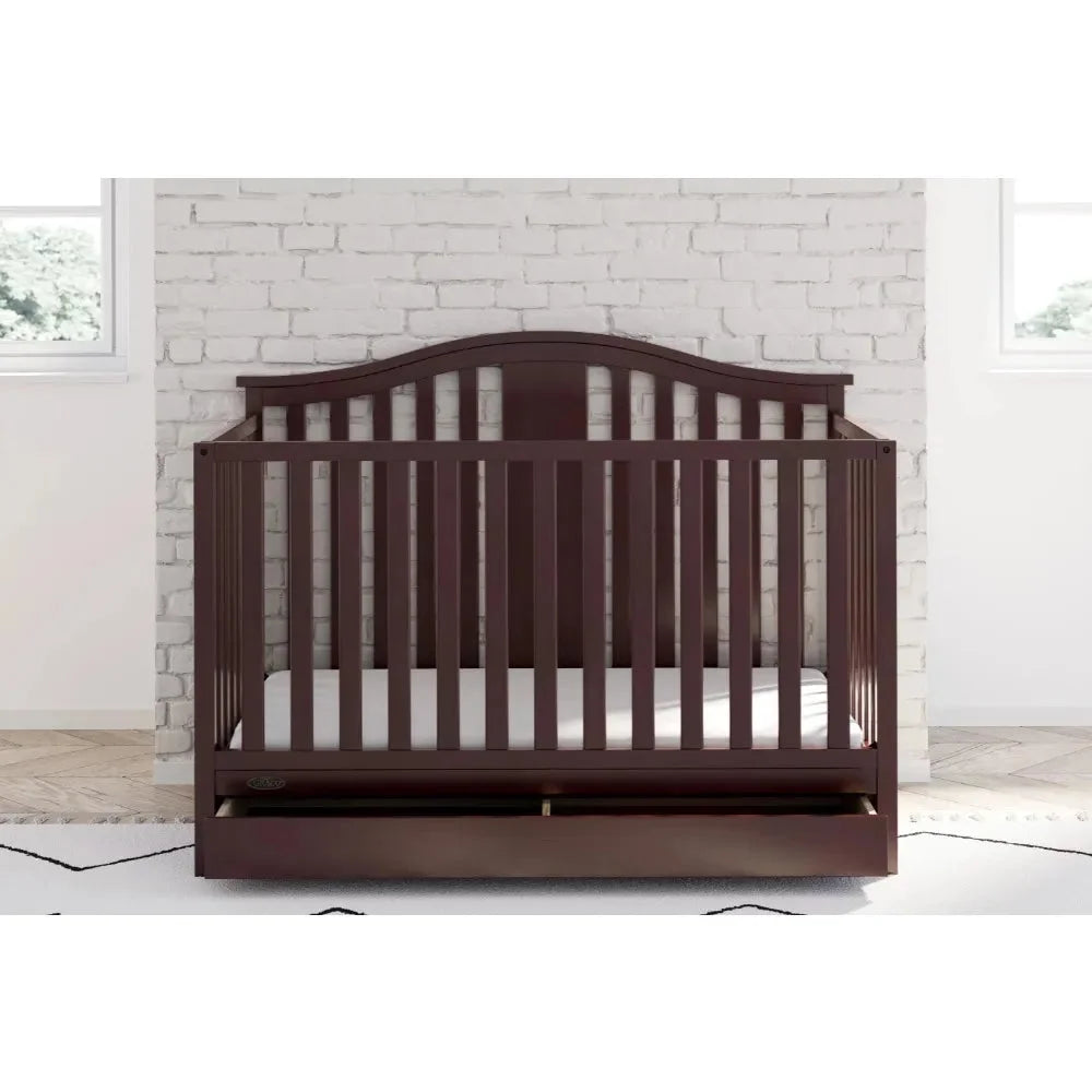 Espresso Convertible Baby Crib with Drawer H8851