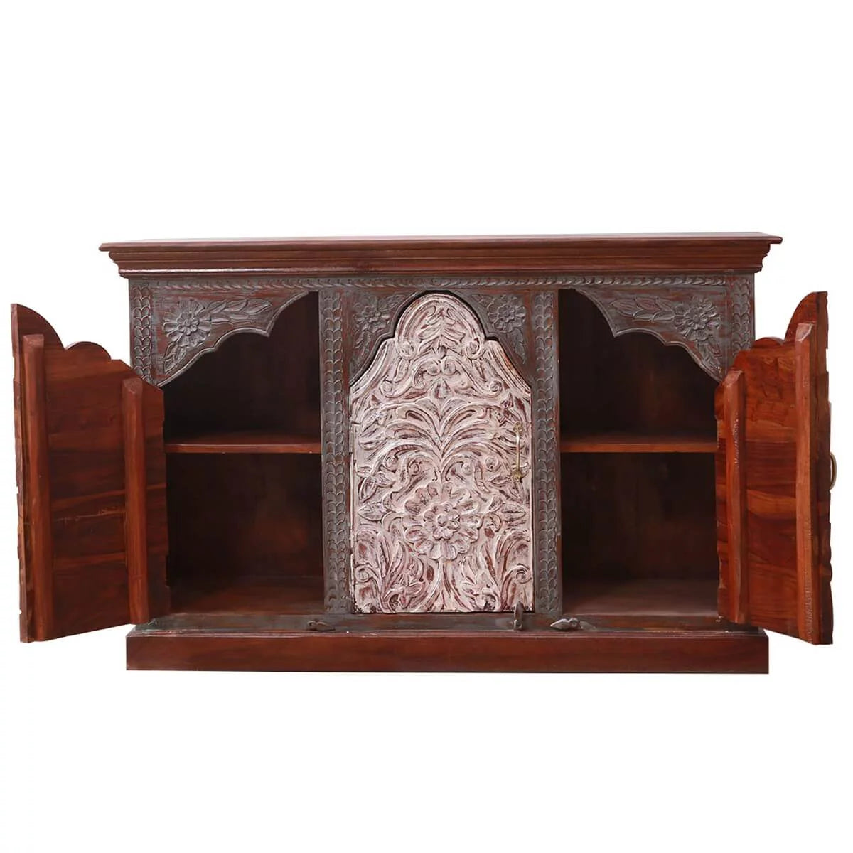 Handcrafted 2-Tone Mango Wood 3-door Sideboard Cabinet B79387