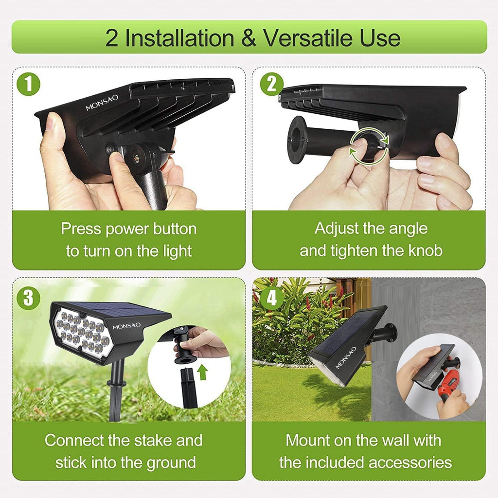2 Pack IP65 Waterproof Solar Spot Lights Y722465