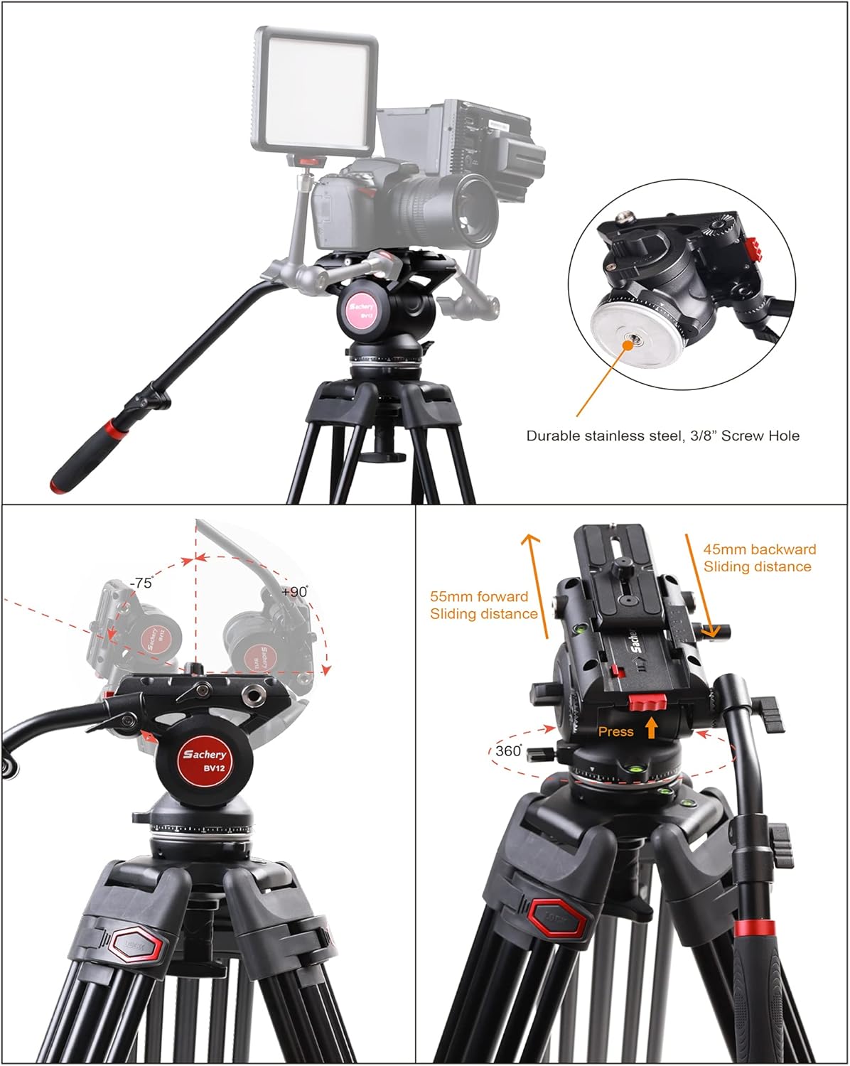 72 Inch Heavy Duty Tripod with Fluid Head R206696