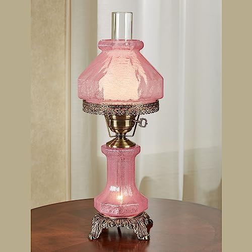 Hand-Blown Crackled Glass Table Lamp Pink F509257