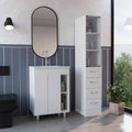 White 2 Piece Bathroom Vanity and Linen Cabinet U948