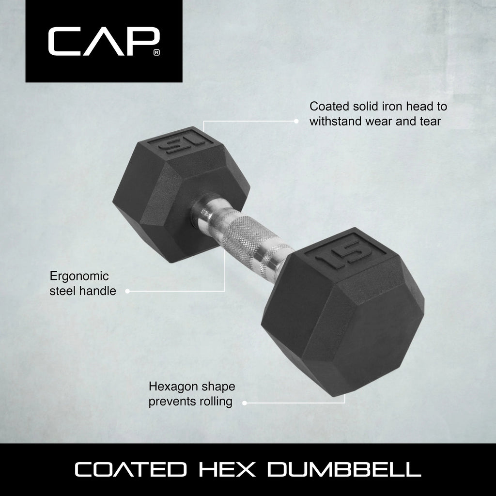 Coated Hex Dumbbell, Single 35 lbs E63027