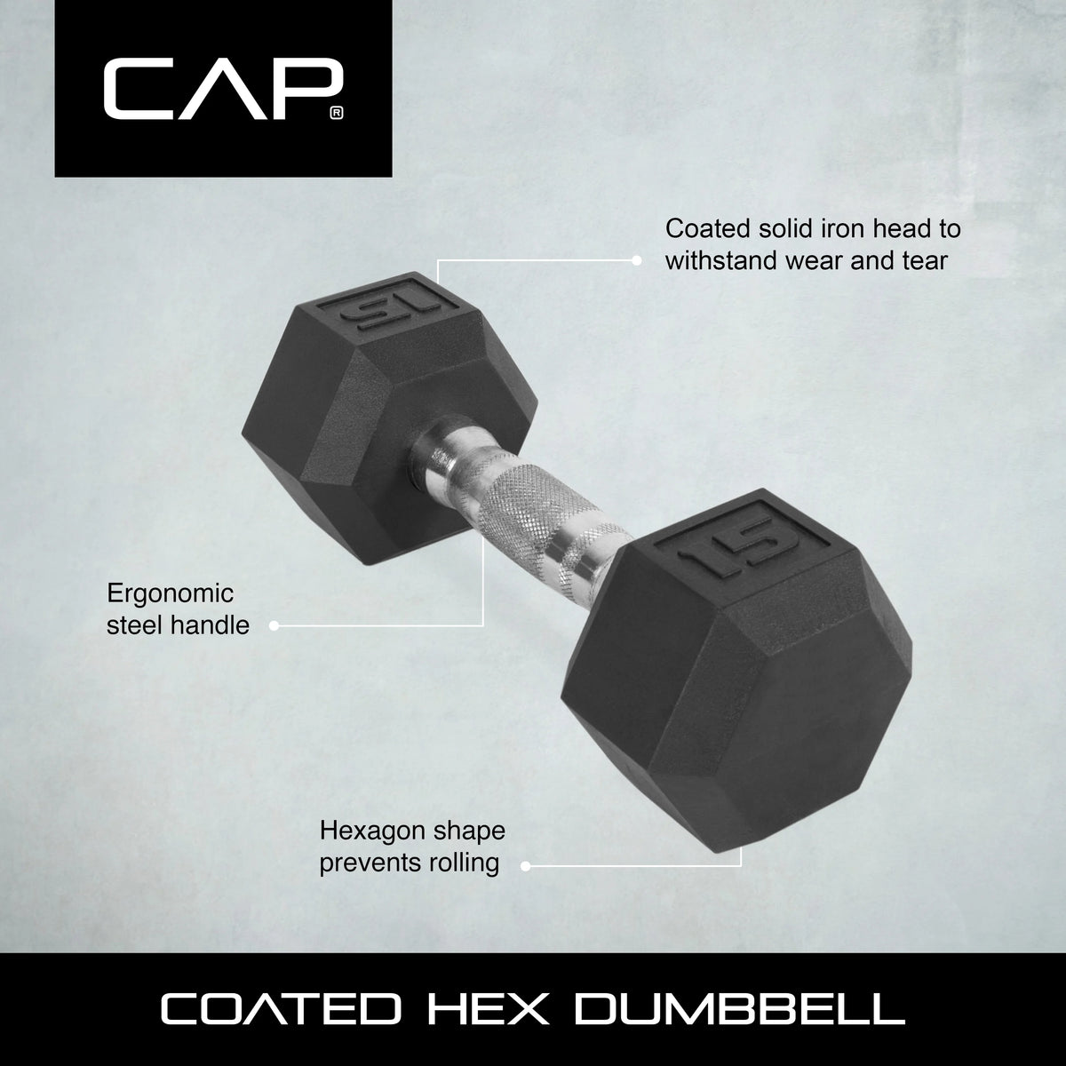 Coated Hex Dumbbell, Single 35 lbs E63027
