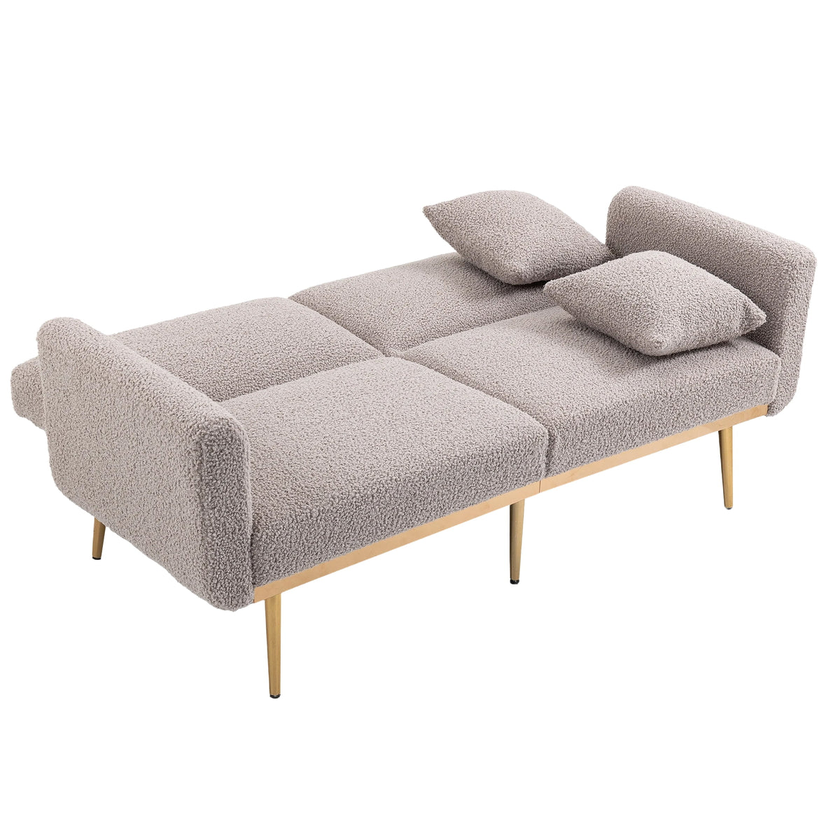 Gray Teddy Futon Sofa Bed Sleeper with Metal Legs H136