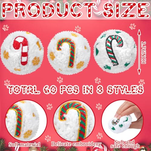 60 Pcs Squeaky Plush Christmas Dog Toys O36042