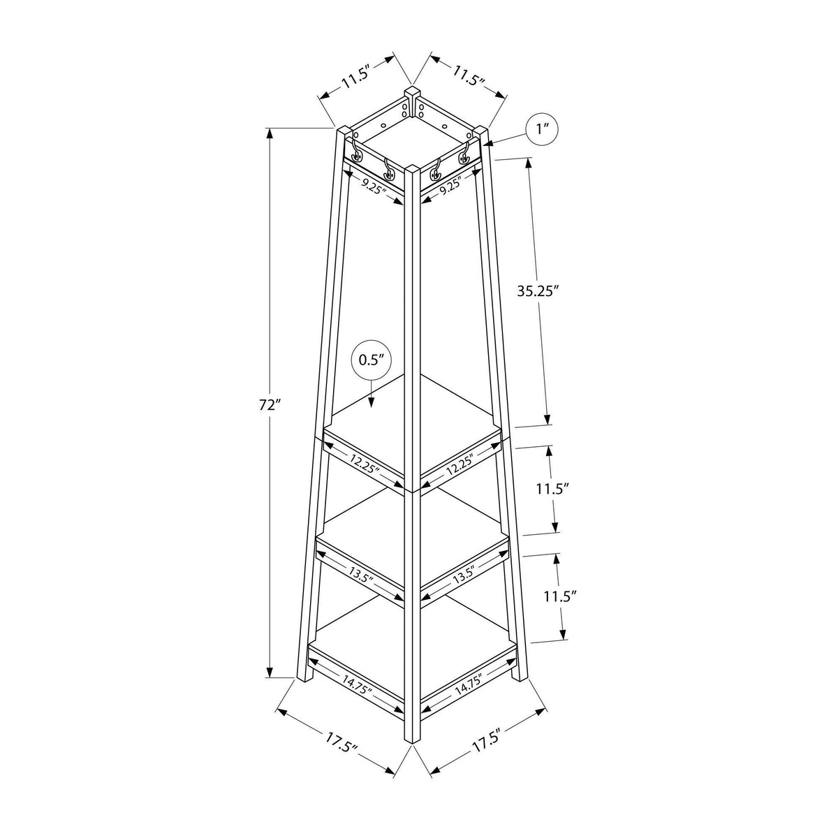 Corner Coat Rack with 3 Shelves N542