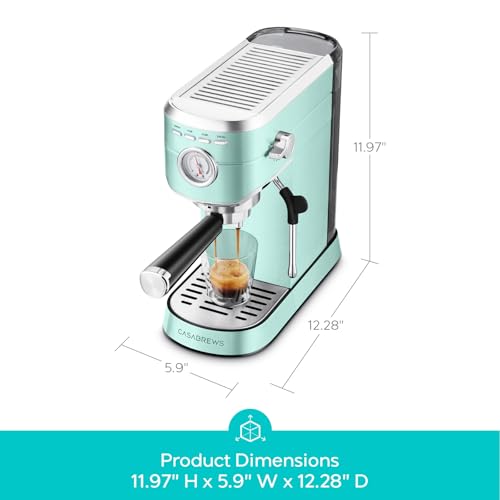 Compact Espresso Machine with Steam Milk Frother, Stainless Steel, 34oz Water Tank E409714