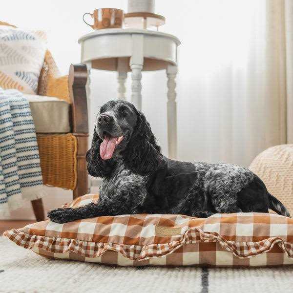 Brown Gingham Print Envelope Dog Bed B122642