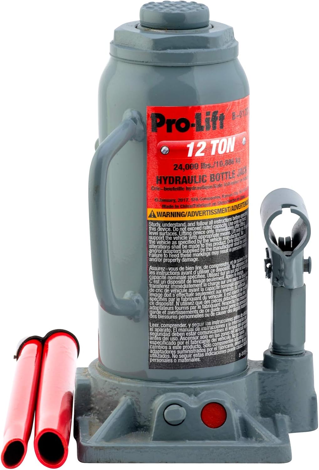 Grey Hydraulic Bottle Jack 12 Ton Capacity Pack of 2 Y550