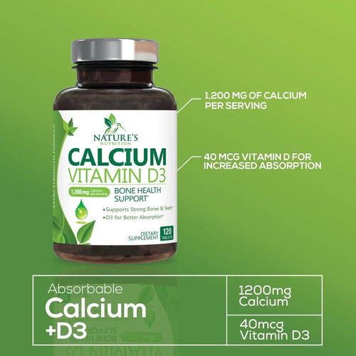 1200mg Calcium with Vitamin D3 Supplement 120 Capsules S798