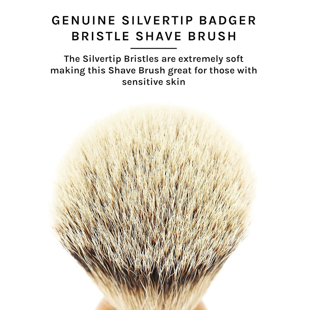 Olivewood Silvertip Badger Shaving Brush & Stand Pack of 2 X62706