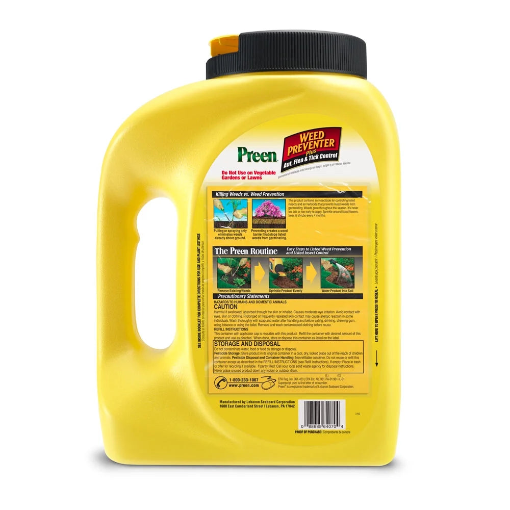 Preen Weed Preventer Plus Ant, Flea & Tick Control - 4.25 lb. Bottle - Covers 1,000 Sq. ft. T7780