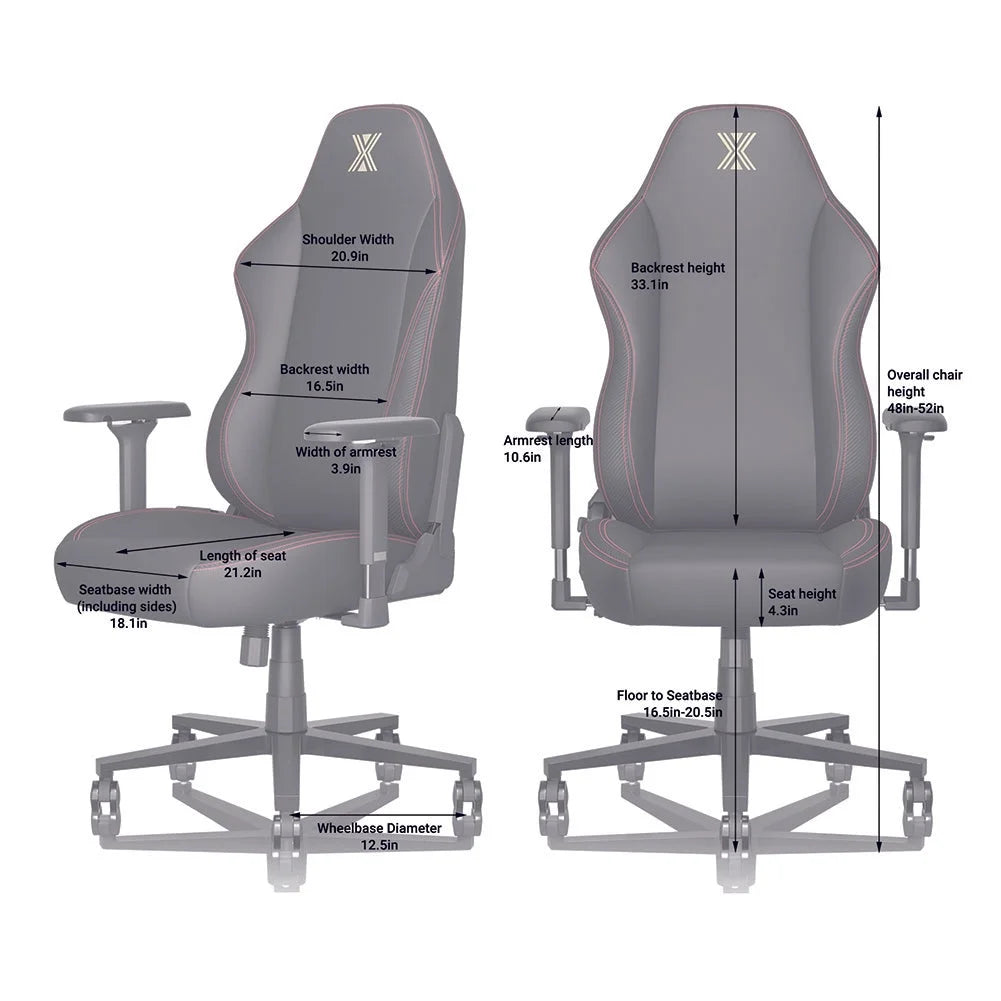 Black PU Leather Ergonomic Gaming Chair with Lumbar Support L6512