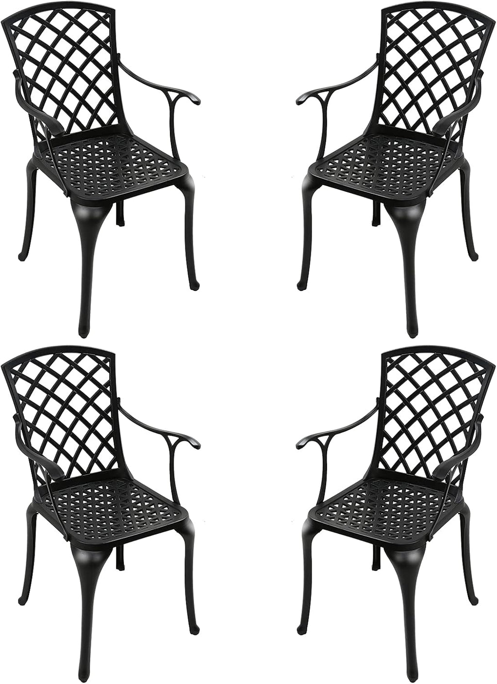 Black Set of 2 Cast Aluminum Outdoor Dining Chairs U472770