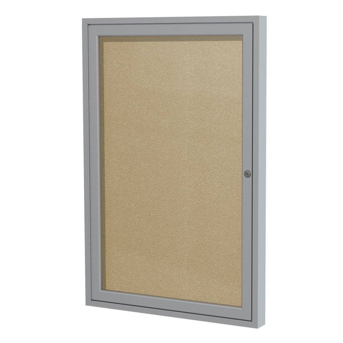 1 Door Enclosed Vinyl Bulletin Board Satin Frame 36x22H x 30x22W Caramel Q421377