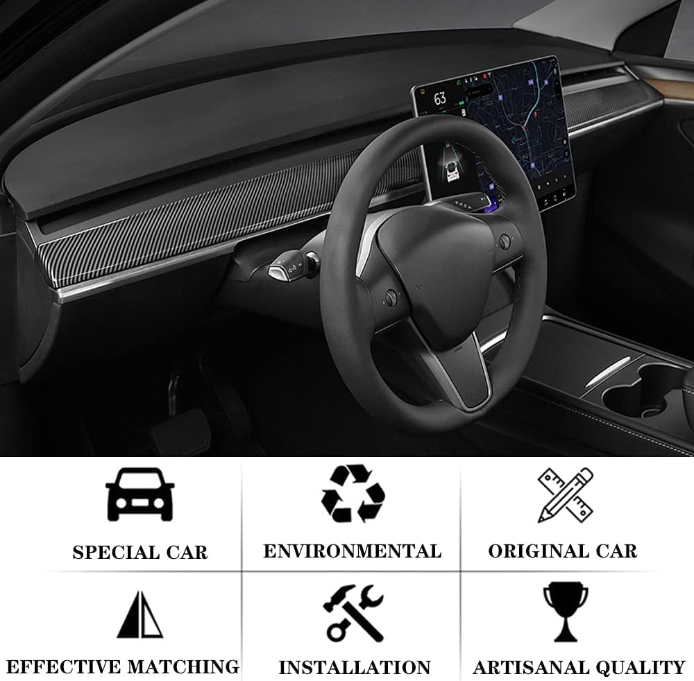Dashboard Cover ABS Plastic Imitation Carbon Fiber Pack of 2 O5739