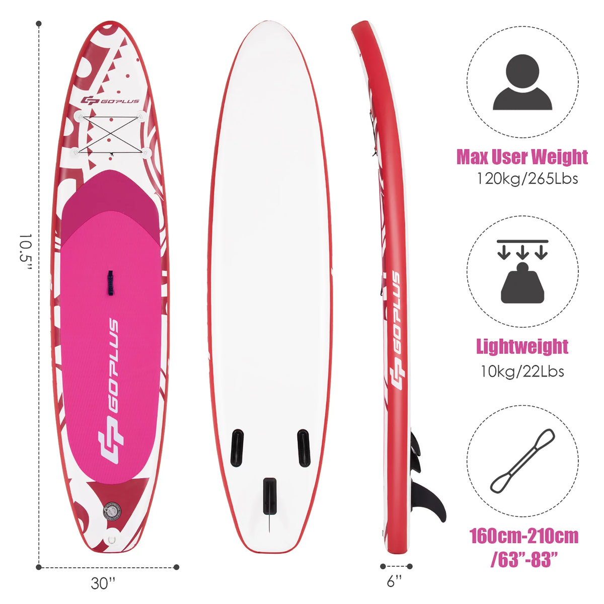 10.5' Inflatable Stand Up Paddle Board with Carry Bag T88106
