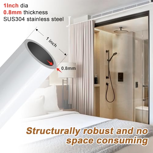 Black Metal Tension Curtain Rod Room Divider I56821