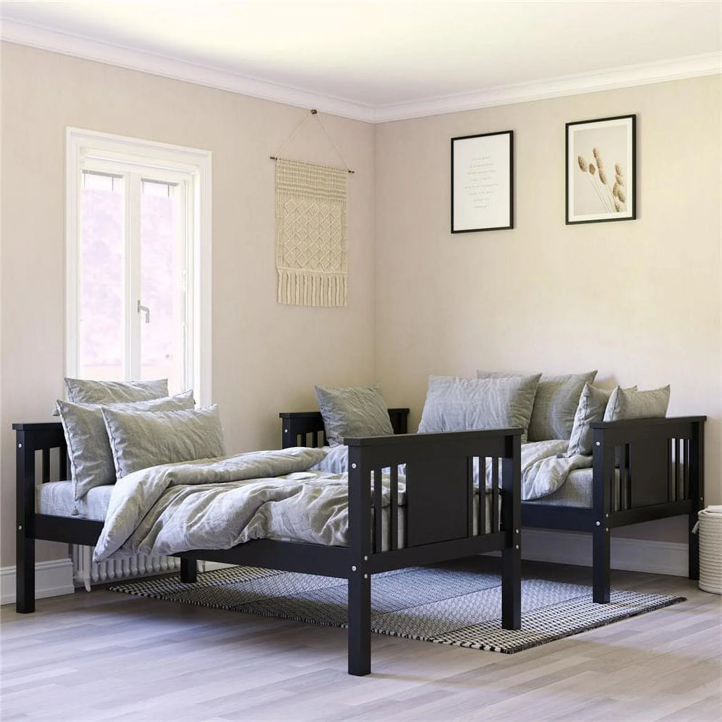 Black Twin Over Twin Wood Bunk Bed Z909