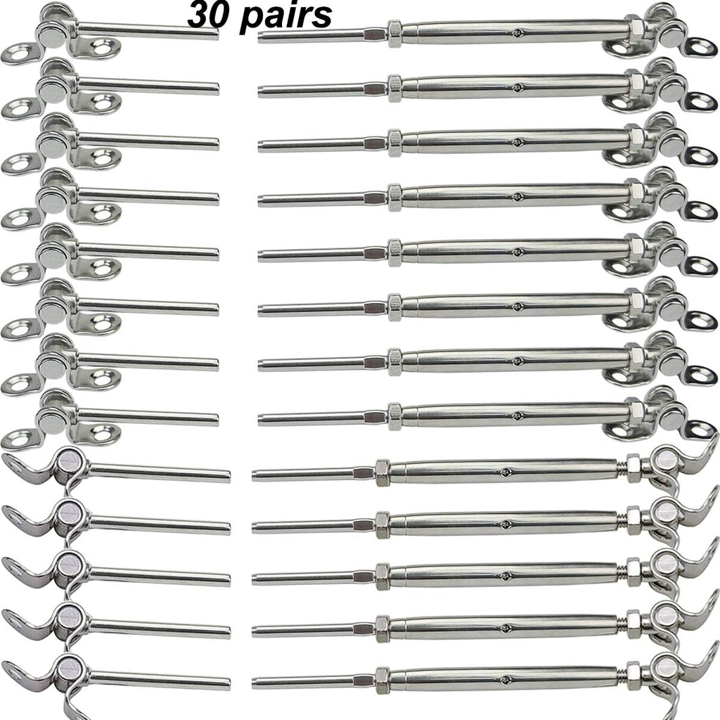30 Pairs Stainless Steel Cable Railing Kit J598238