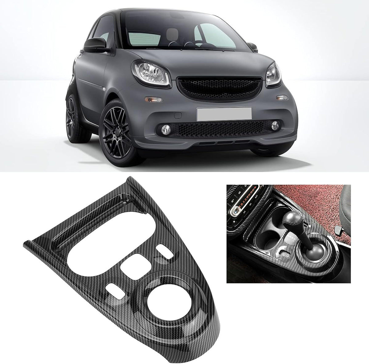 Carbon Fiber Style Gear Shift Panel Cover Sticker Pack of 2 F271