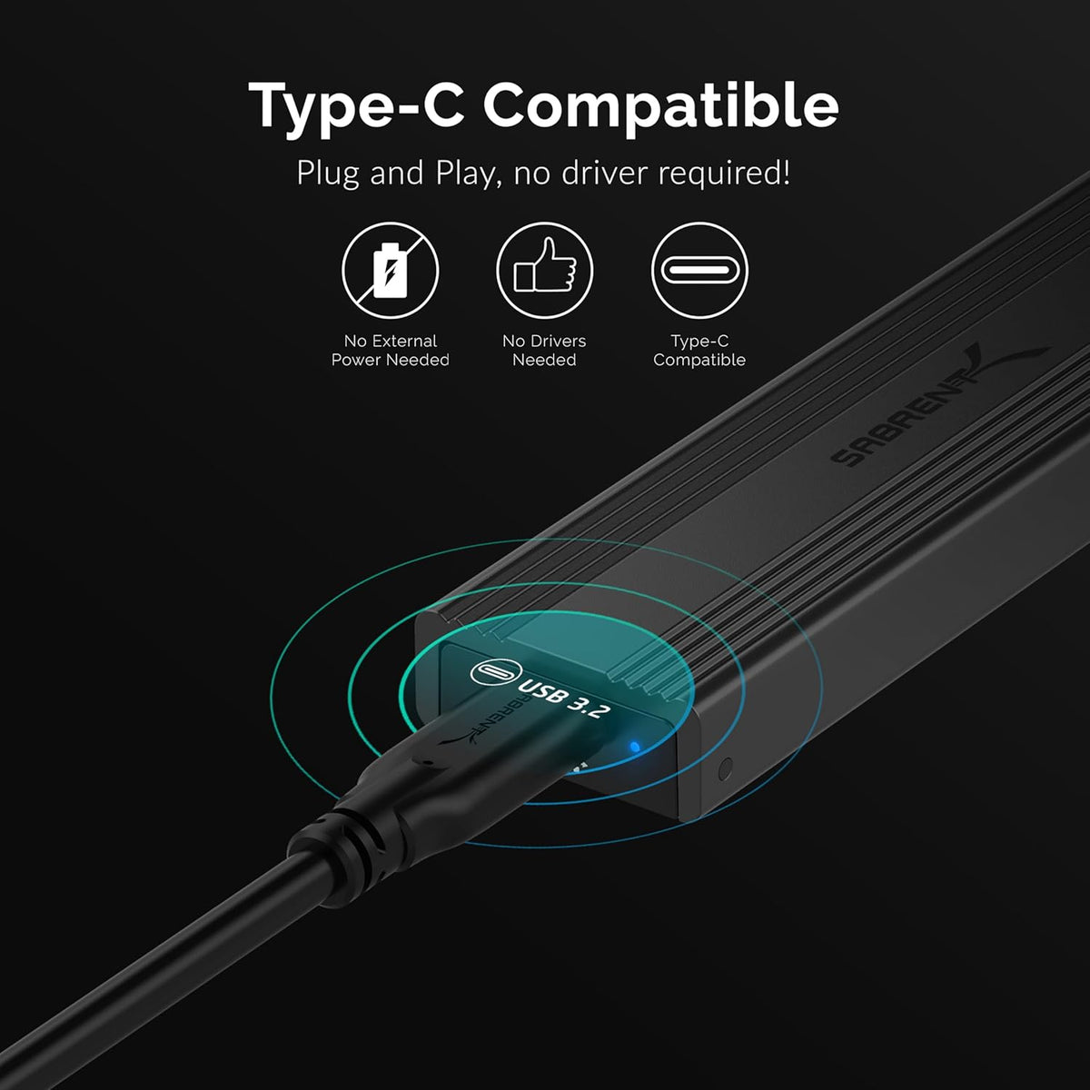 USB 3.2 10Gbps Type C Tool Free Enclosure for M.2 PCIe NVMe and SATA SSDs U39787