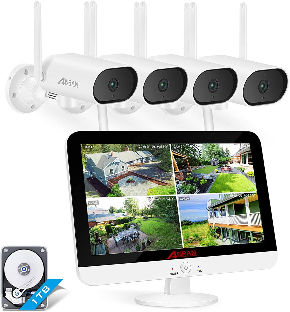 Wireless Surveillance Camera System with 13 inch Monitor R367830