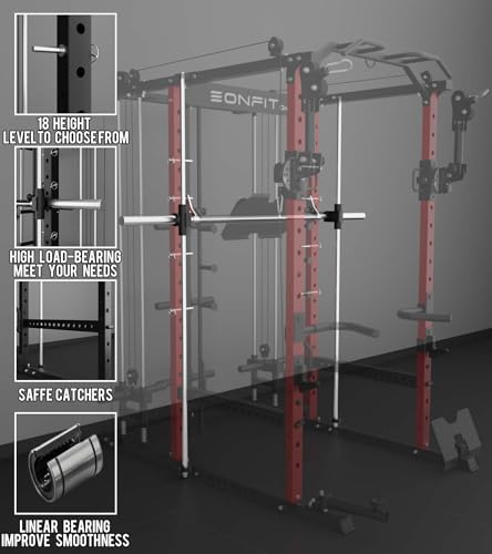 Smith Machine with Vertical Leg Press Power Cage Squat Rack with LAT-Pull Down Cable Crossover Rotating Arms System Home Gym Equipment H4984
