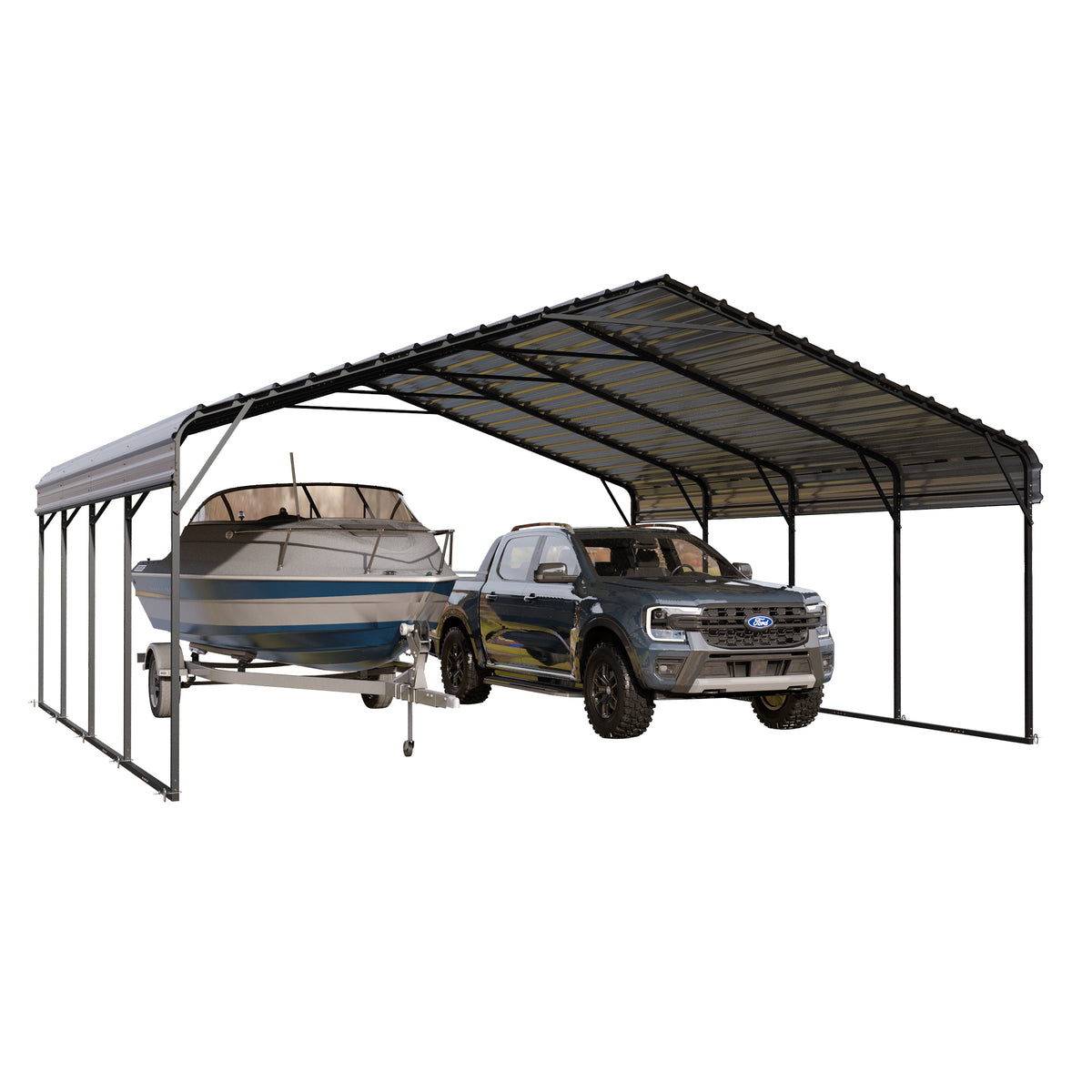 20 x 20 ft Metal Carport with Galvanized Steel Roof H583