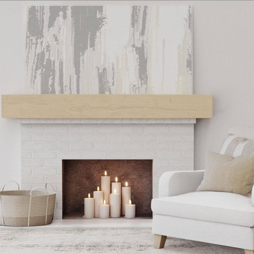 Sandblasted Faux Wood Fireplace Mantel, Natural Pine S16187