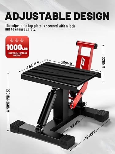 Motorcycle Dirt Bike Stand, 1000Lbs Capacity Height Adjustable Lift Jack - Black W656