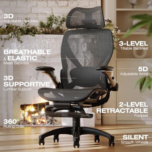 Ergonomic Office Chair with Footrest and Mesh D4973